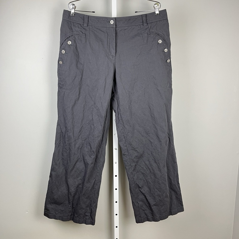 Yuvita Dark Gray Wide Leg Pants Trousers‎ Womens 16 Minimalist Lagenlook Cotton